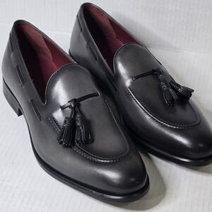 Ambrogio By Mezlan Custom Gray  Hand-Made Leather Loafers, Mens Size 10.5